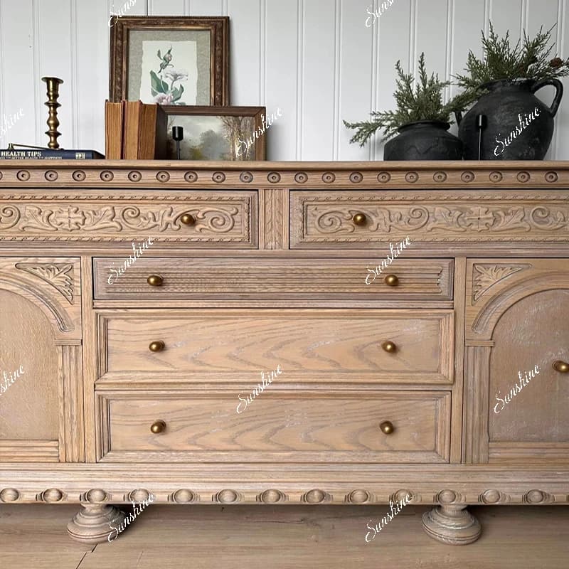 French solid wood sideboard villa villa villa vintage old storage cabinet
