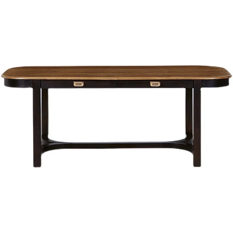 Carved solid wood old dining table, modern simple light luxury restaurant Nordic log special-shaped rounded corner table