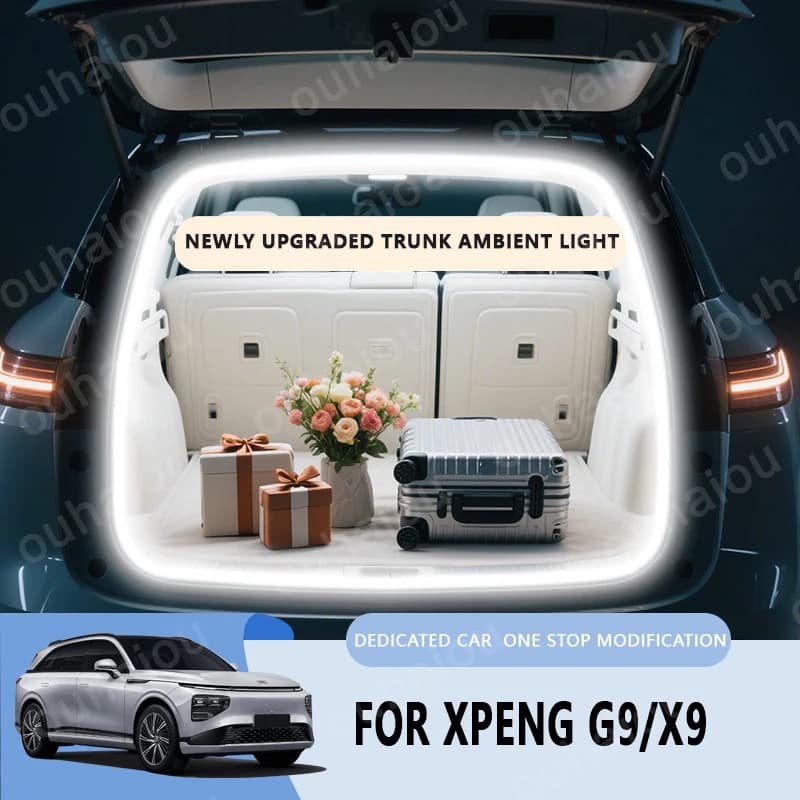 For XPeng G9/XPeng X9 Trunk Light Modification Light Atmosphere Lights White Warm White Rear Trunk LED Light Bar
