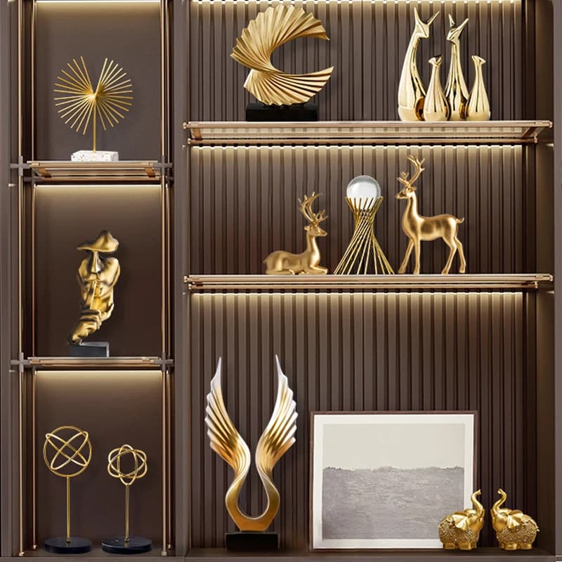 Home Decoration Accessories Feng Shui Gold Statuette Study Desk Ornaments Luxury Living Room Decoration Figurines Interior