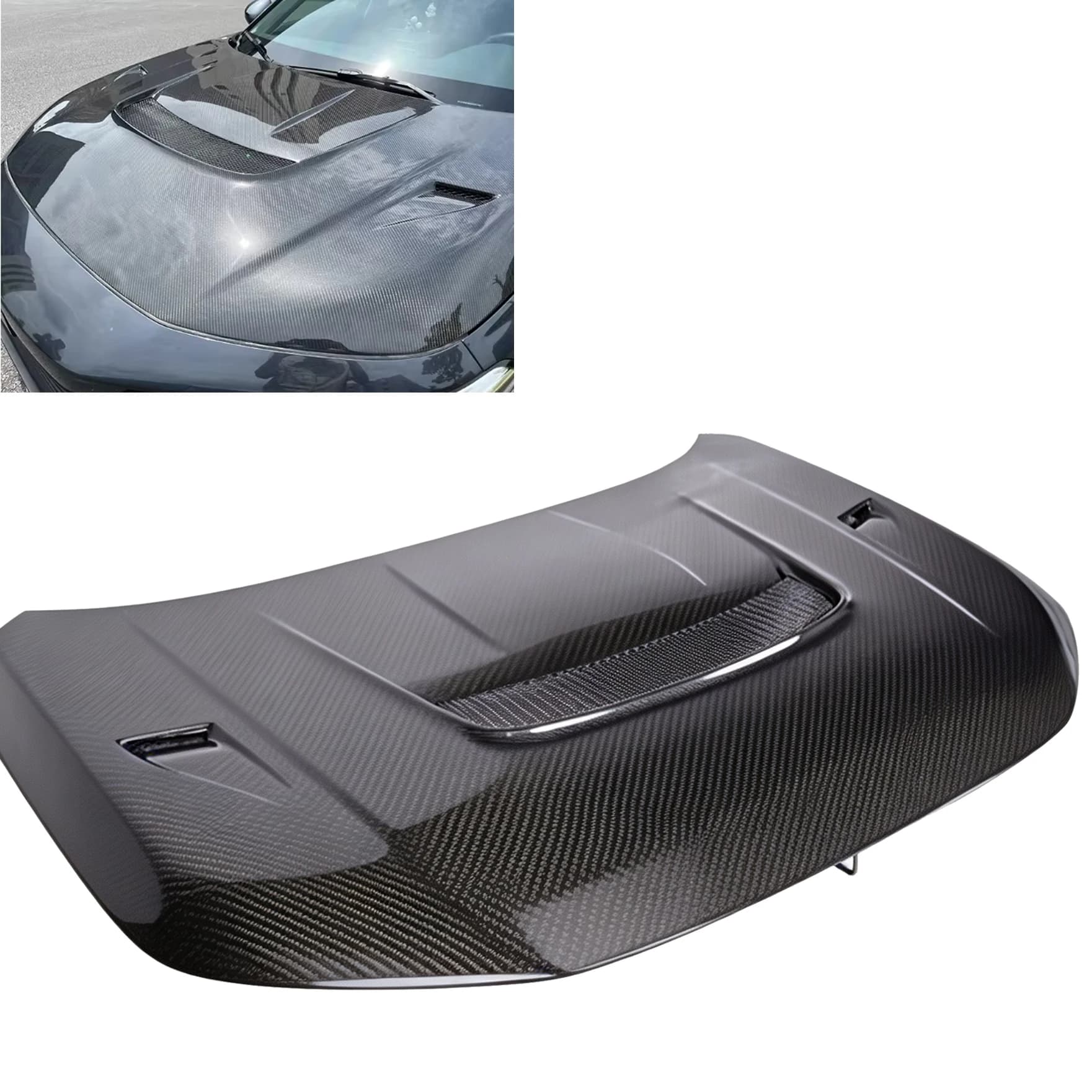 VRS Style Real Carbon Fiber Engine Hood for 11th Gen Honda Civic 2022-24 Vented Carbon Fiber Bonnet FE1 2 Performance Body Kit