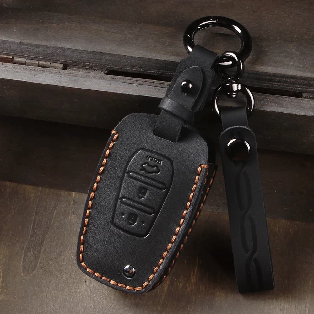 Leather Shell Fob Protector Holder Bag Key Case Cover For SsangYong Kyron 2 Actyon Korando Tivoli Car Accessories