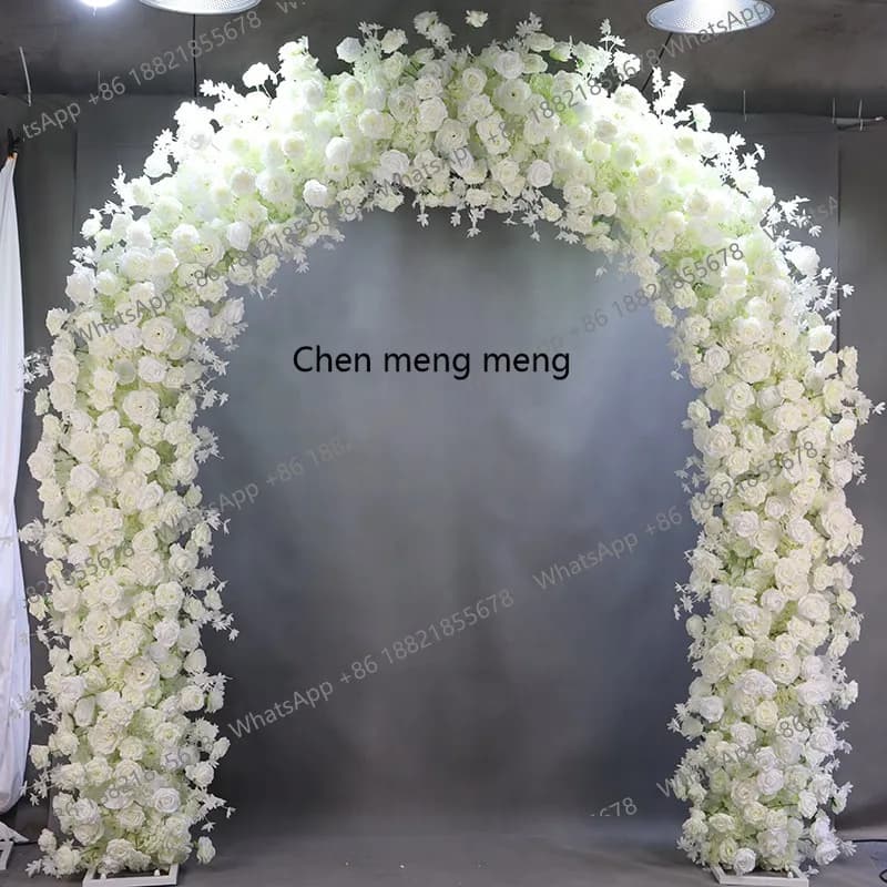 Wedding white wrought iron arch flower stand floral horn door, flower style wedding scene decoration