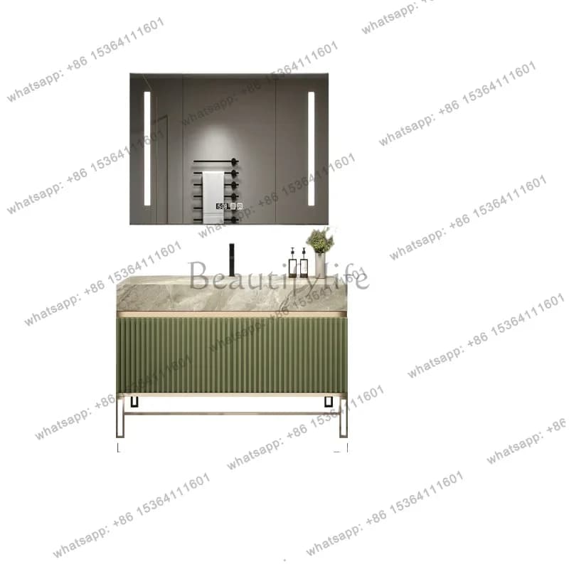 Light luxury rock slab bathroom cabinet combination modern simple smart bathroom washstand bathroom cabinet