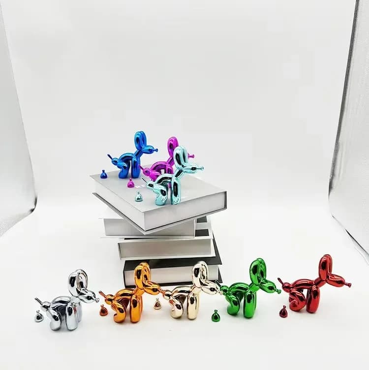 Cute Resin mirror surface Dog Decorative Ornaments Creative Puppy Poop Statue Craft Desktop Handicrafts Ornament Home Decor Gift