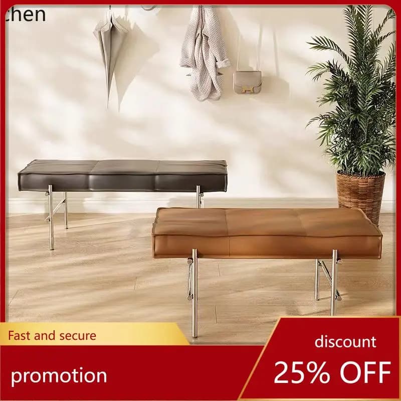 HXL Cream Style Shoe Changing Stool Stainless Steel Entryway Bench Bedside Sofa Stool