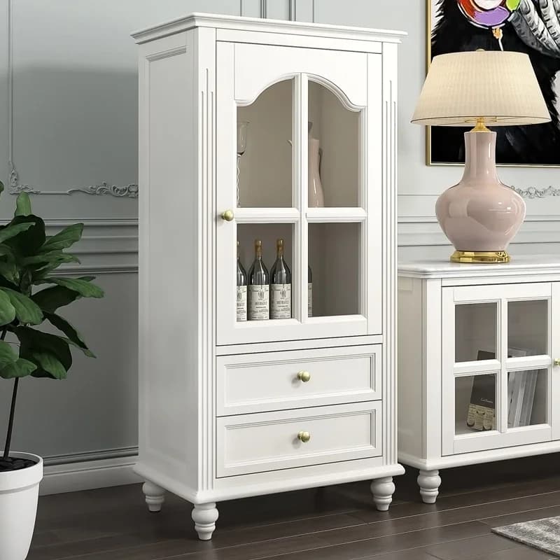 CX solid wood wine cabinet living room storage TV side cabinet small apartment dining room furniture