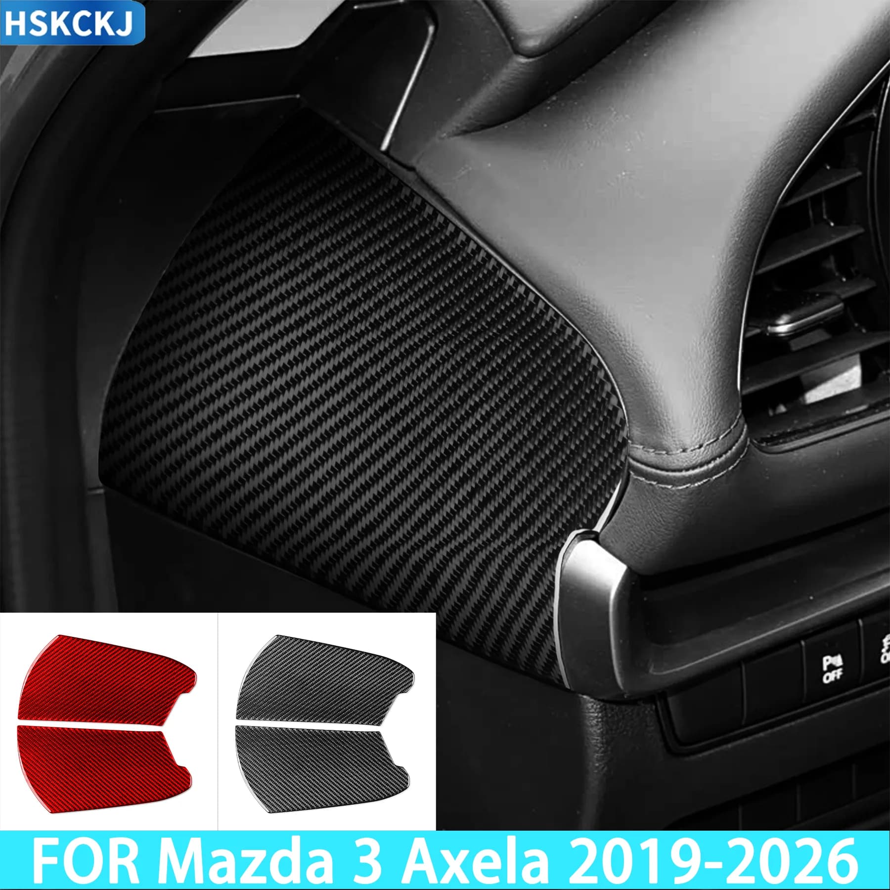 FOR Mazda 3 Axela 2019-2026 Car Dashboard Both Sides Triangle Panel Decoration Carbon Fiber Interior Accessories Stickers