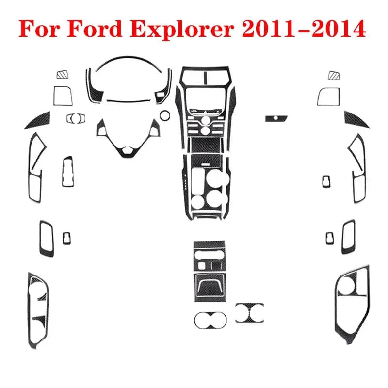 For Ford Explorer 2011 2012 2013 2014 Carbon Fiber Interior Decorative Black Stickers Car Various Parts Accessories
