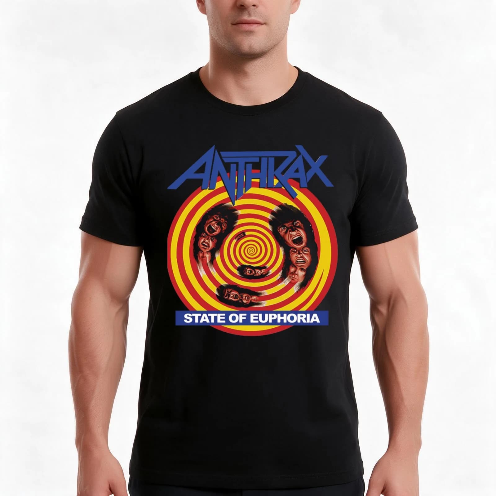 anthrax state of euphoria T-Shirt, Summer Casual Cotton Tee, Oversized Streetwear Tops, Vintage Graphic Print, Unisex Men Women
