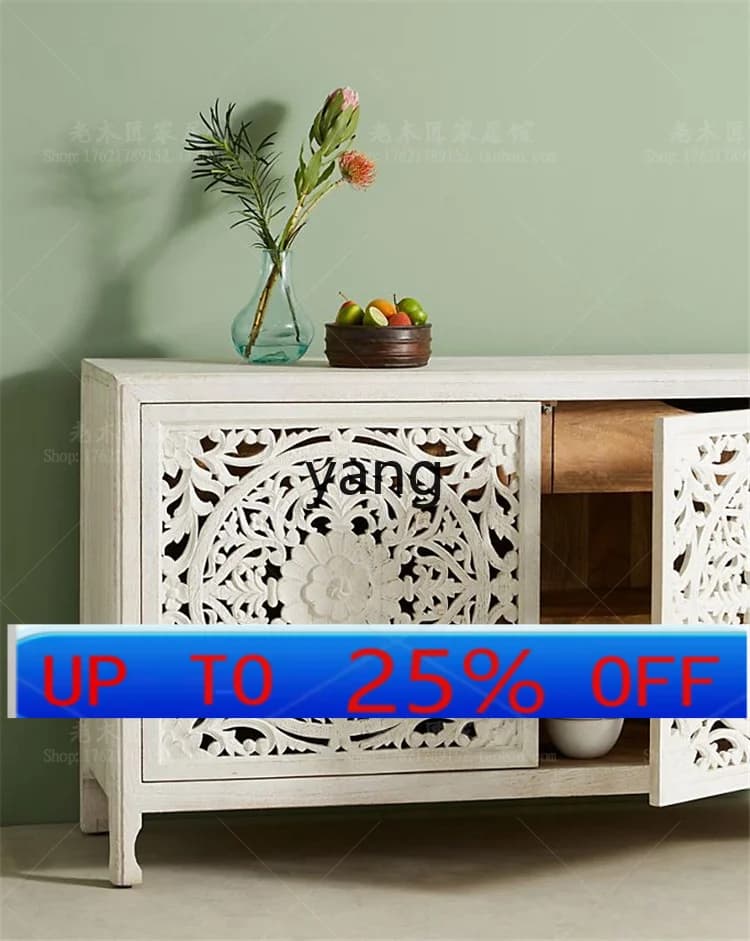 LH  light luxury solid wood porch cabinet French court living room wine cabinet dining side cabinet