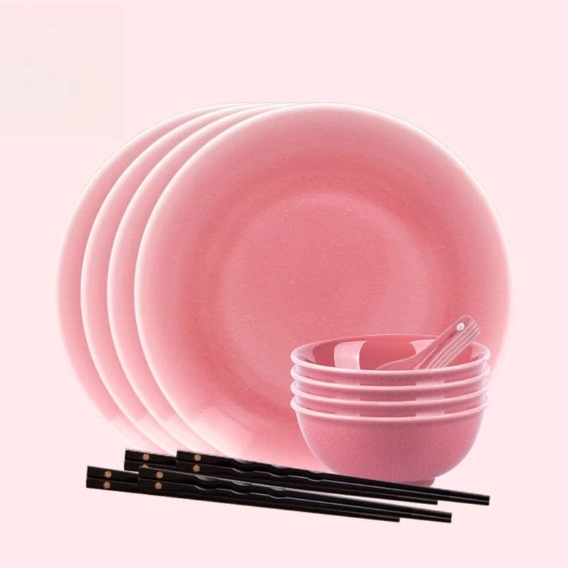 White Pink Blue Green Macaron Dish Set Household Premium Plates