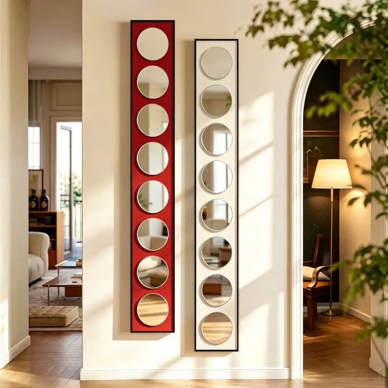 Medieval style entry entrance decorative painting living room corridor aisle high-end mirror blocking hanging painting light lux