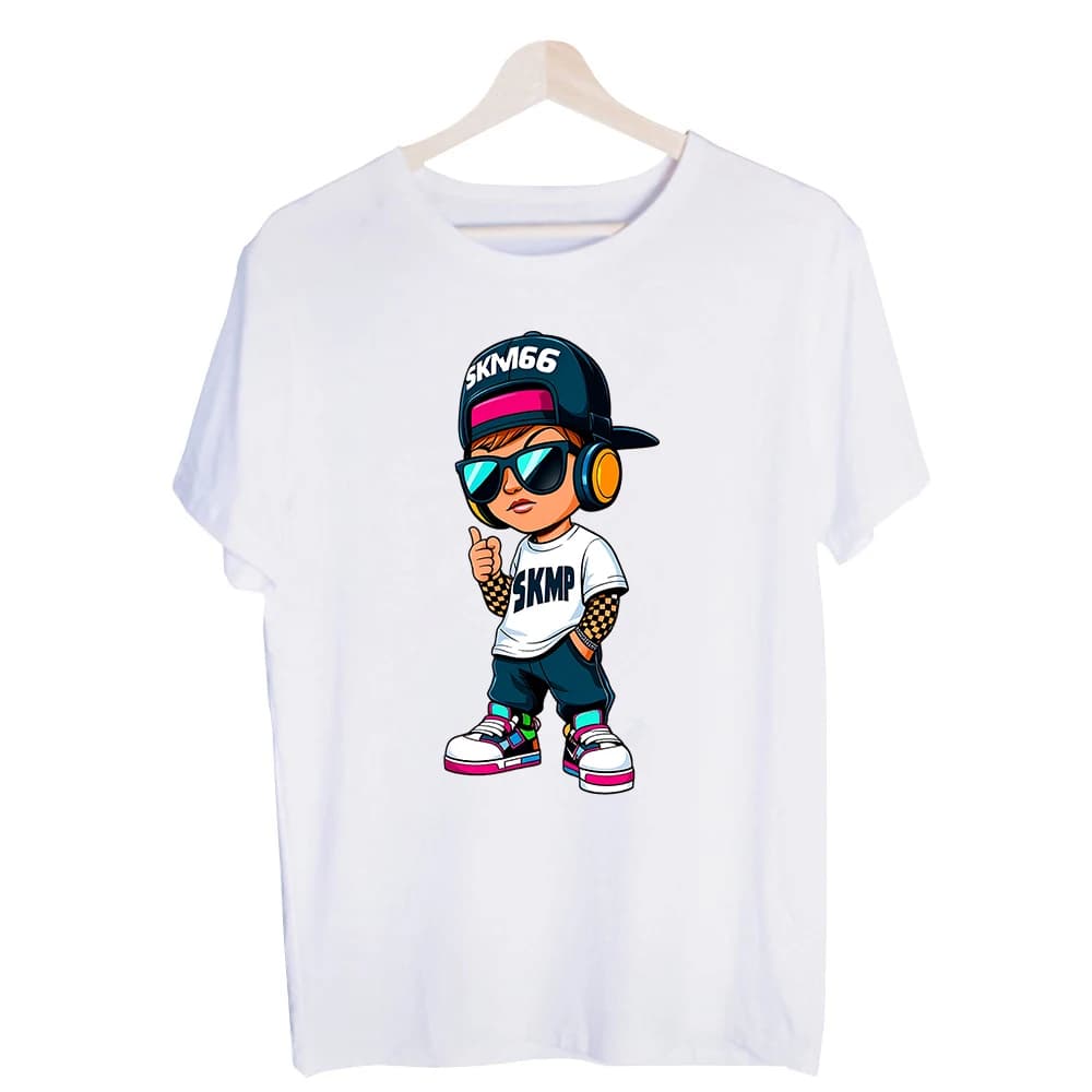 Men's Cartoon Hip Hop Character Graphic Tee, Short Sleeve Crew Neck Streetwear T-Shirt for Casual Daily Wear