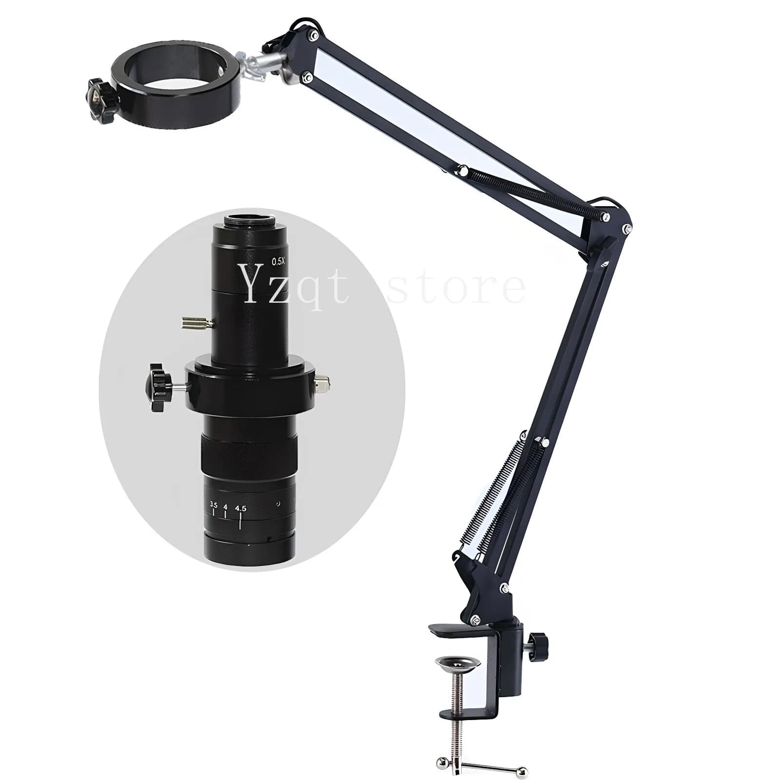 Monocular microscope clip-on folding cantilever bracket universal adjustable video sense maintenance inspection and monitoring