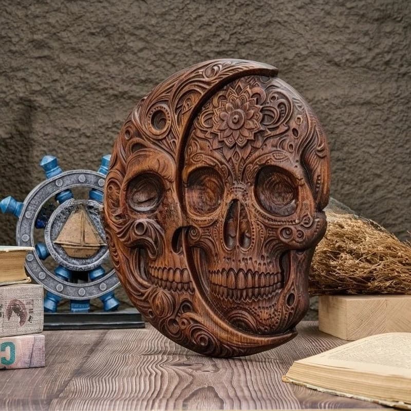 High Quality Skeleton Home Decor Artwork Solid Wood Carved Table Ornament