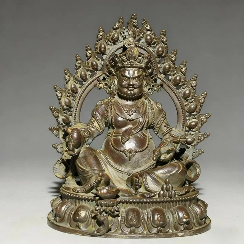 Imitate Bronze Nepalese Tibetan Buddhism Tantra Huang Wealth God Buddha Statue Home Worship Entrance Living Room Ornaments Craft