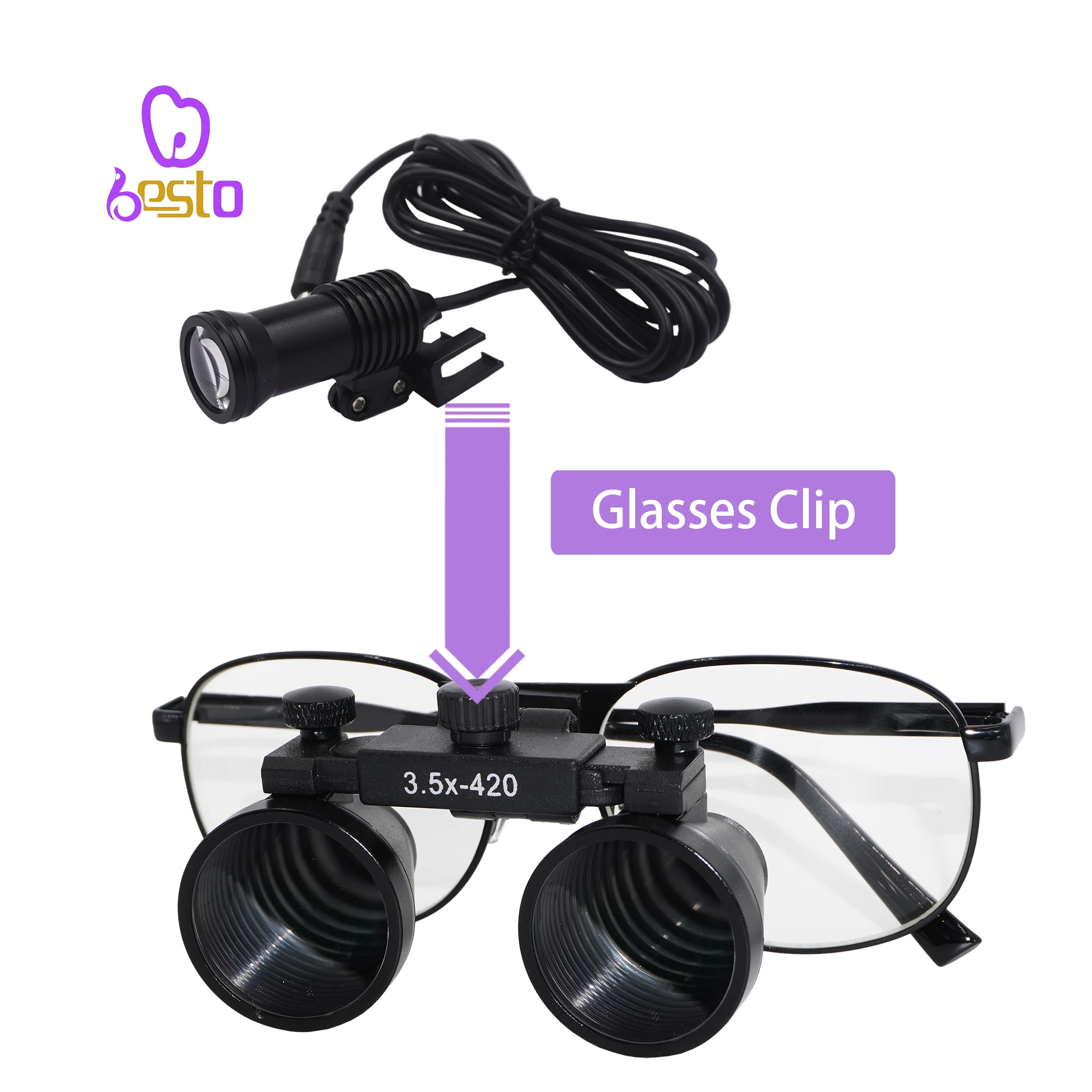3.5X Loupes with LED Headlight US Plug Metal Frame Magnifying Glasses Lamp