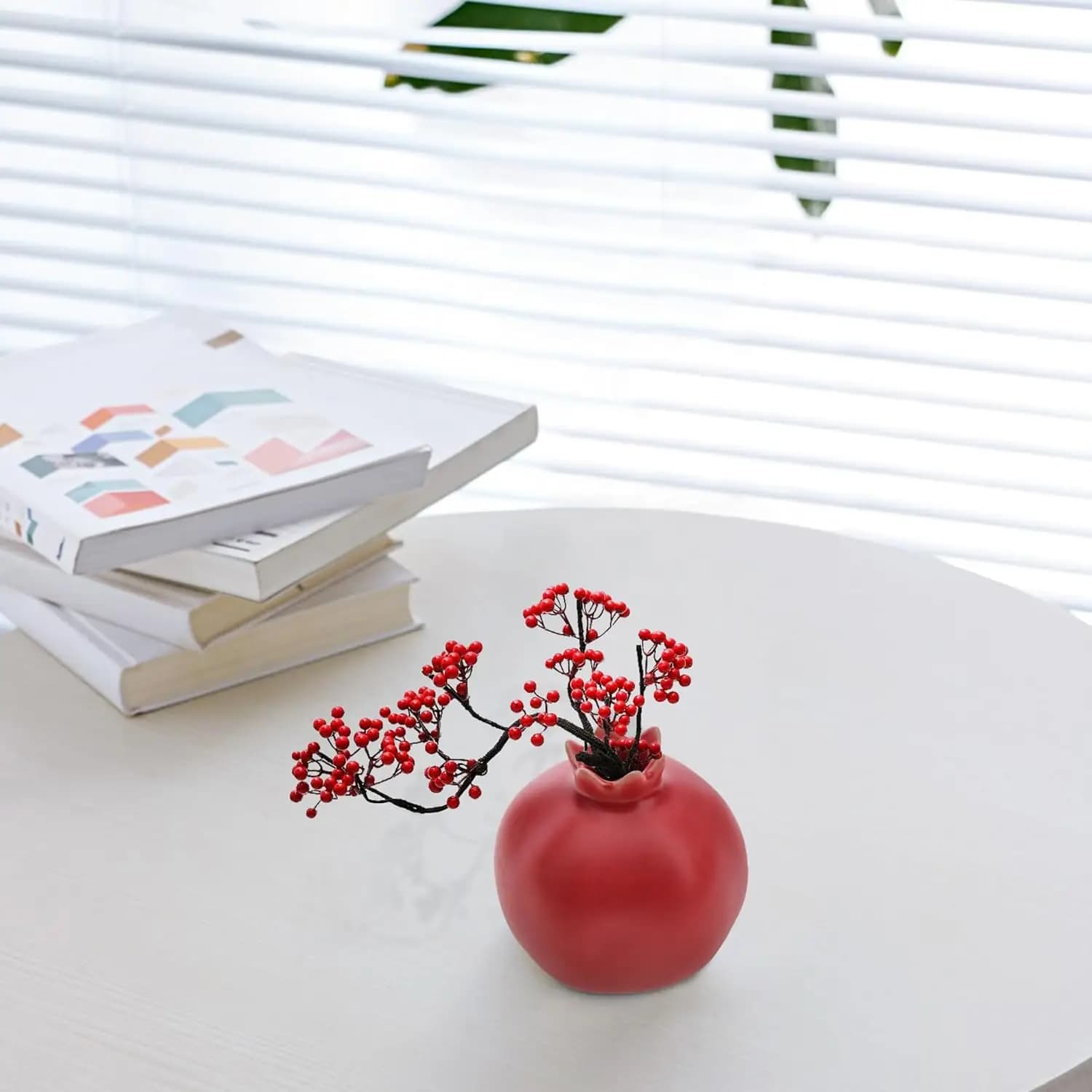 Ceramic Vase Pomegranate Design, Ceramic Pomegranate Vase Home Office Table Red Decoration Crafts Bathroom Party Dinning