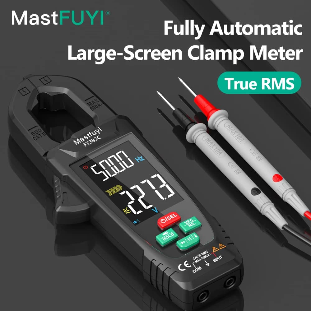 MASTFUYI Large-Range Automatic Digital Clamp Meter Multimeter, True RMS Amp Tester with Large Backlit LCD, USB Charging