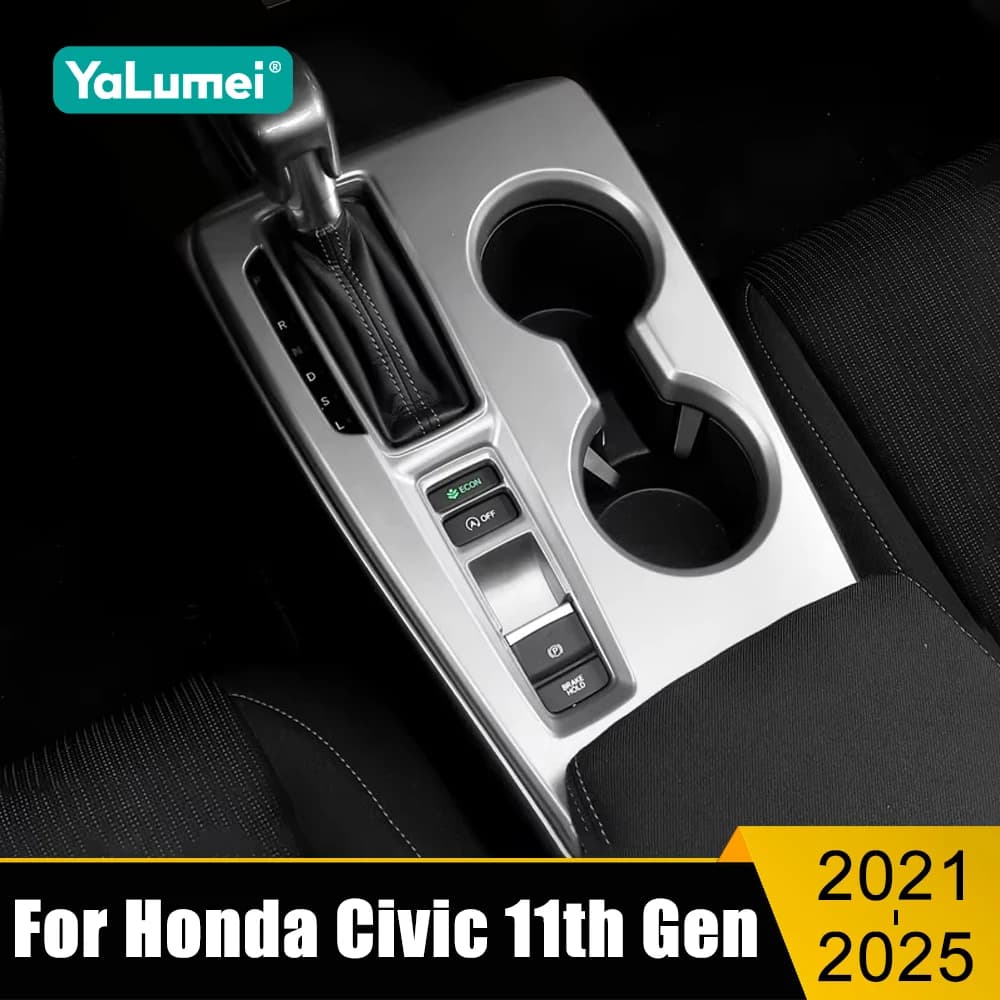 For Honda Civic 11th Gen 2021 2022 2023 2024 2025 ABS Carbon Car Gear Shift Panel Interior Protector Cover Case Trim Sticker