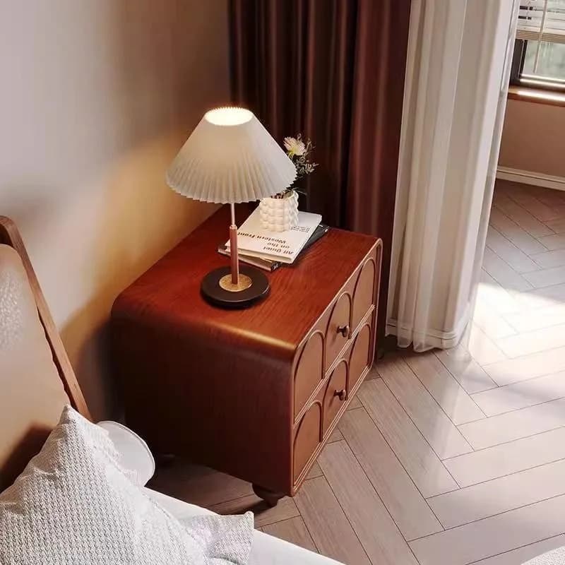 HYS simple bedroom retro bedside table sofa creative antique light luxury storage small solid wood bedside bedside