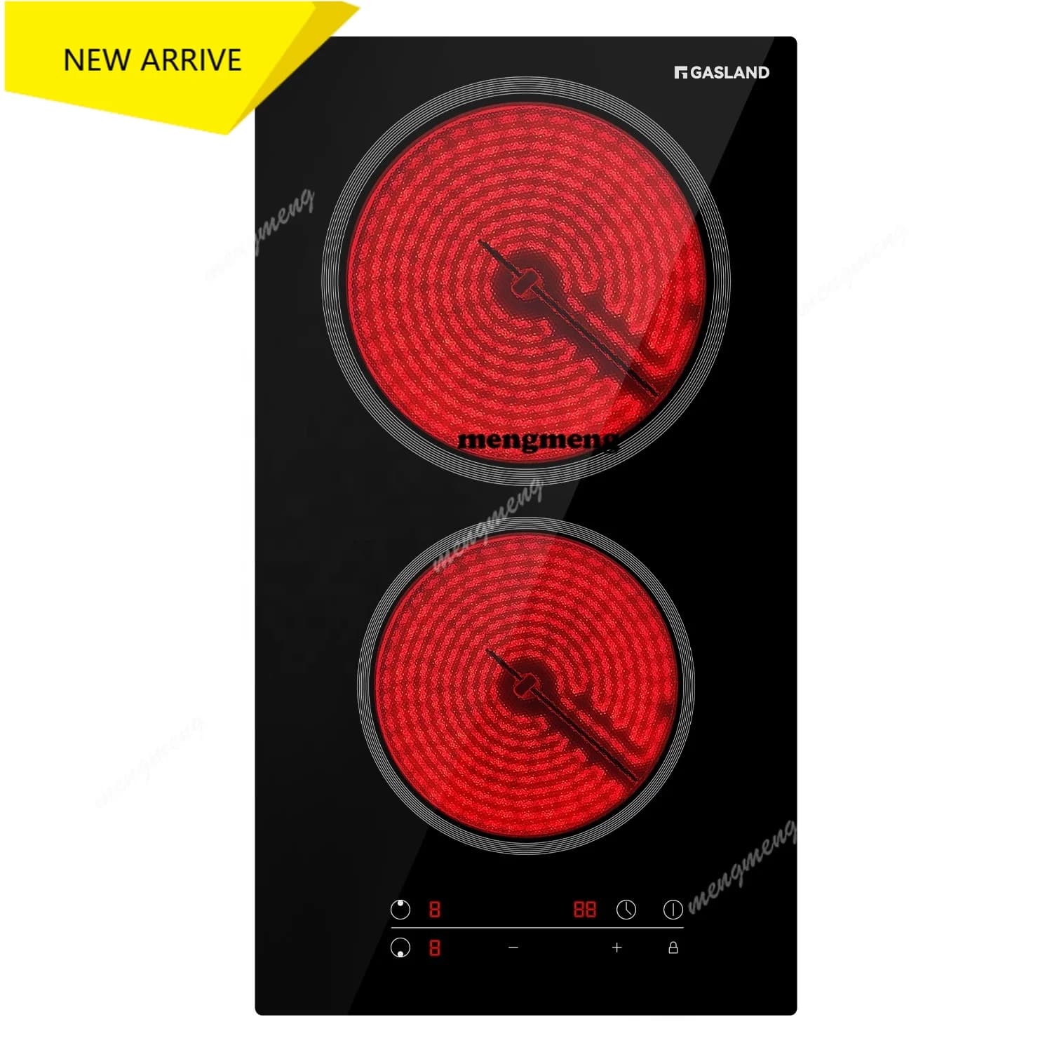 12" Drop-In Electric Cooktop: 2 Burner, 3000W ETL, 16 Power Levels, Slide Touch, Keep Warm, Timer
