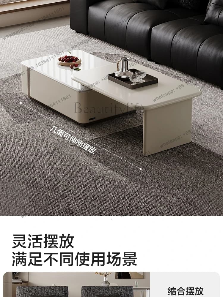 Italian minimalist round rock slab coffee table TV cabinet living room household