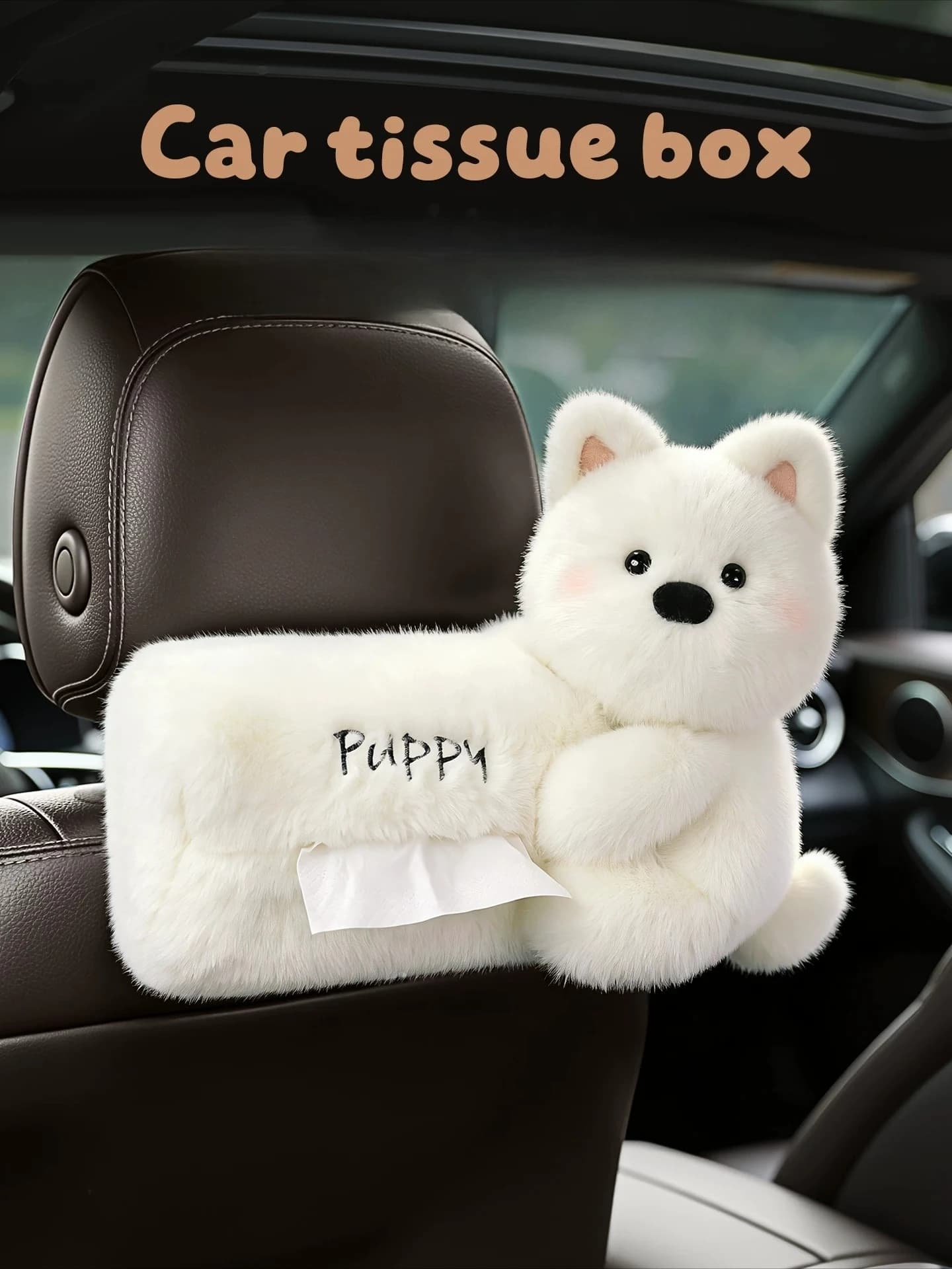 Creative Cartoon Plush Car Tissue Box Holder Cute Animal Napkin Dispenser for Vehicle Interior Decoration
