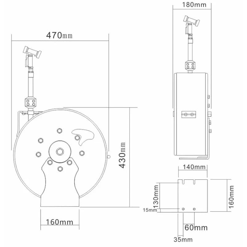 Industrial Commercial Prsure Washer Reels Heavy Enclosed Epoxy-Coated Steel Retractle Hose Kitchen Faucets