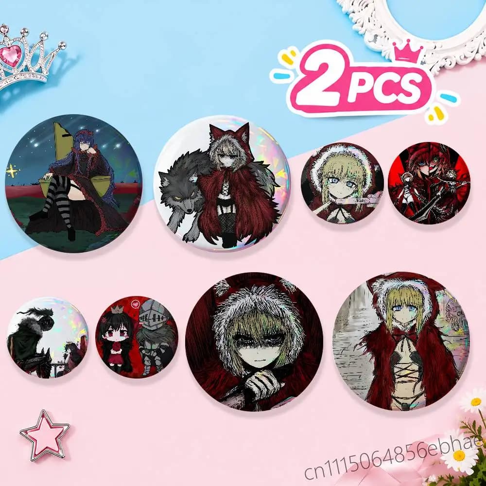 For BLACK SOULS 2 Badge 2Pcs Set Round Button Pin Brooch 25/32/44/58/75mm Fans Collection Backpack Decor Gift