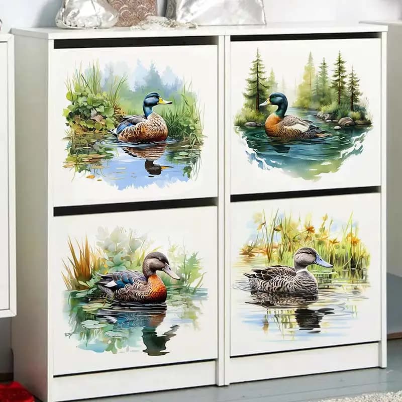 Cute Colorful  Swimming Duck Wall Sticker Bathroom Living Room Background Decorations Wallpaper Creative Animals Stickers M849