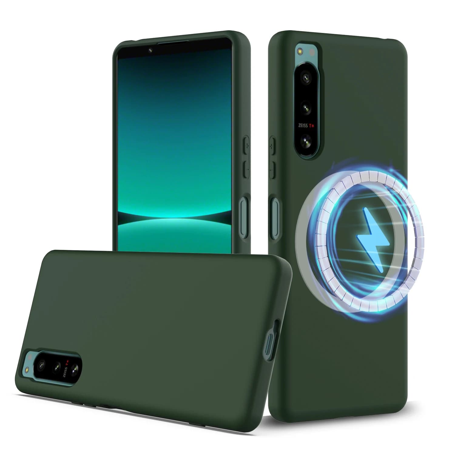 Wireless Charging Magnetic Soft Silicone Phone Case For Sony Xperia 5 IV 5 V 1 VI 1 V 1IV, Fleece Magsafe Phone Cover Lanyard