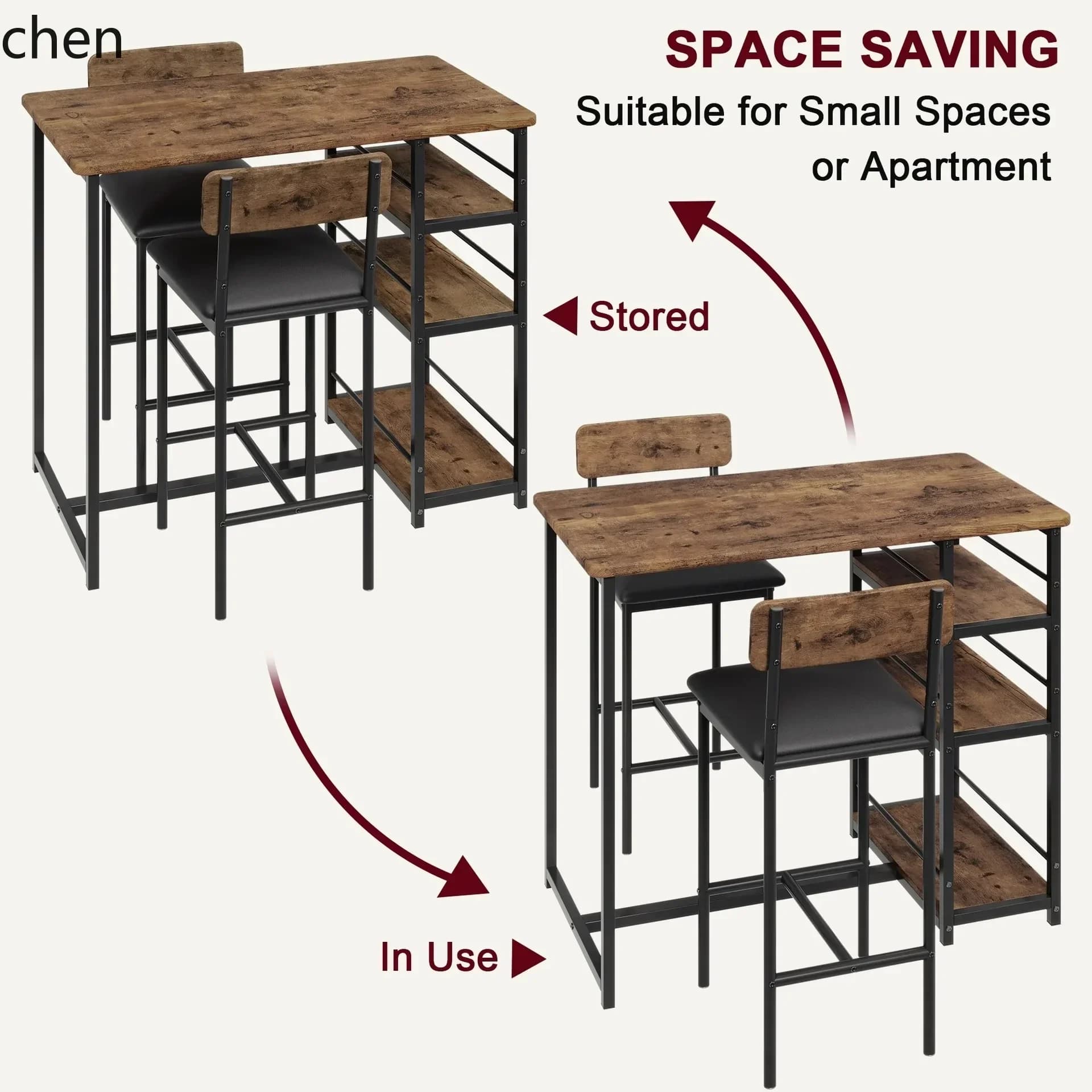 HYS Bar Table and Chair Solid Wood Dining Table Rectangular Table and Chair