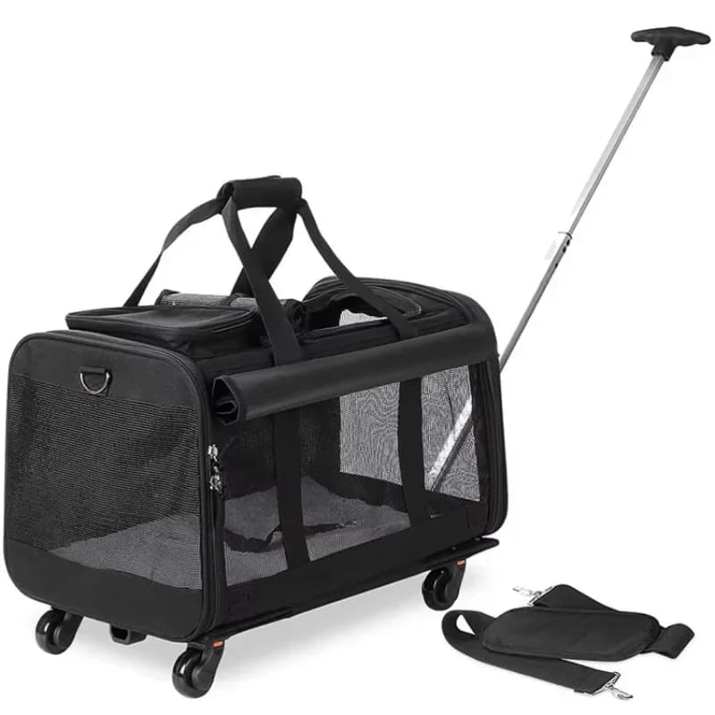 Airline Approved Mesh Breathable Travel Pet Stroller Stroller Dog Cat Backpack Pet Basket with Wheels