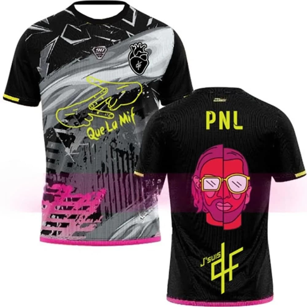 PNL Rap Music Double Sided Jersey Polyester T-shirt, Fun Graffiti Print Pink Streetwear Short Sleeve Top For Hip Hop Fans Top