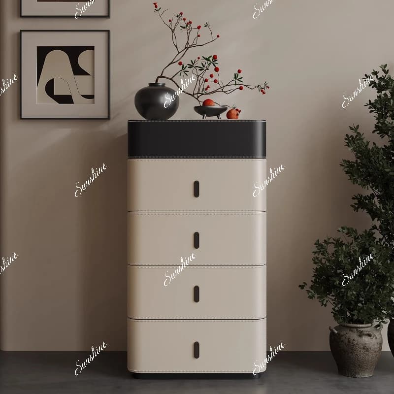 Premium living room saddle leather storage cabinet small apartment bedroom locker