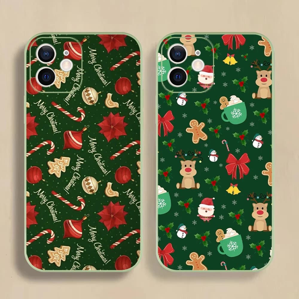 Merry Christmas Pattern Phone Case For iPhone 16 15 14 13 12 11 Pro Max Mini X XS SE 7 8 Plus 16E Shockproof Non-Slip Soft Cover