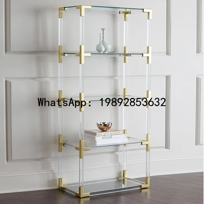 XL Light Luxury High-Grade Metal Acrylic Display Stand Transparent Plexiglass Bookshelf