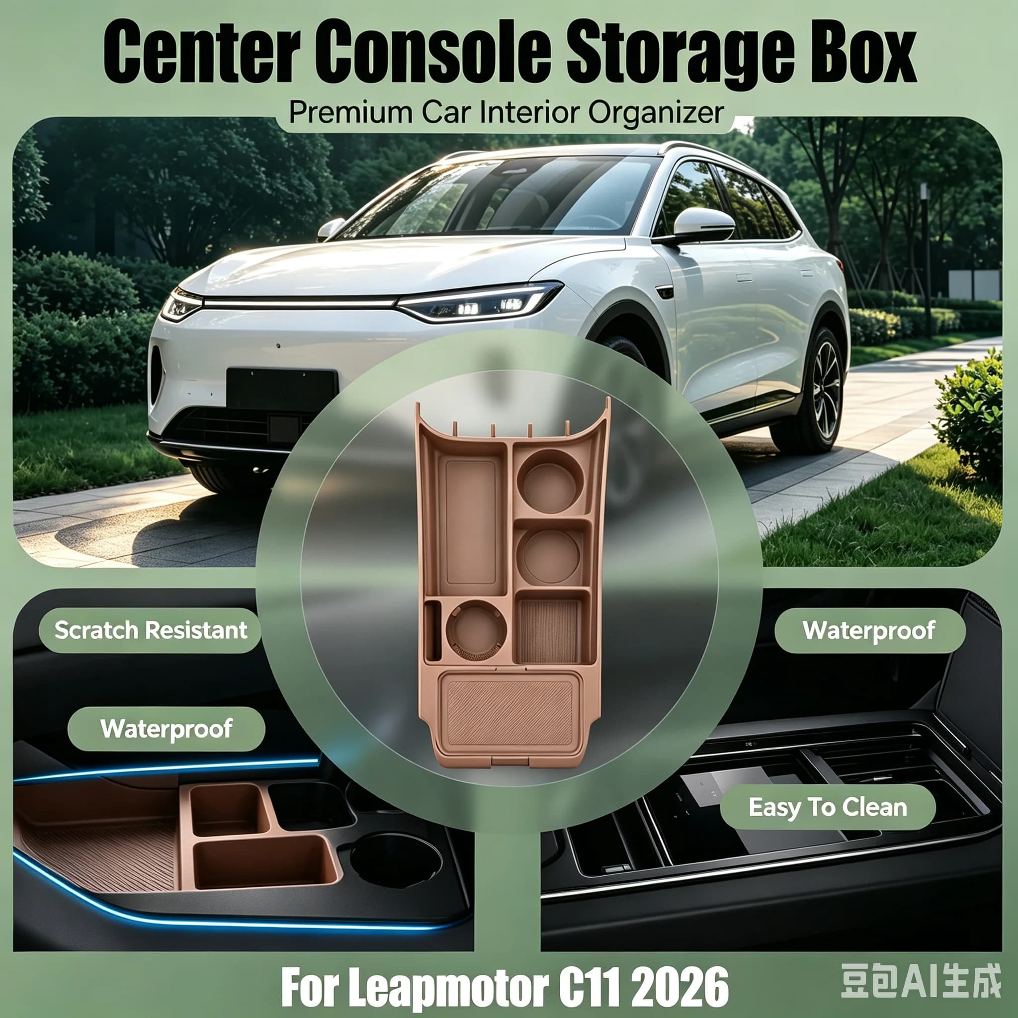Silicone Lower Center Console Storage Organizer Tray With Sunglasses Holder Auto Accessories For LEAPMOTOR C11 2026