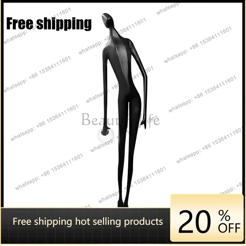 LS  ball-holding humanoid sculpture floor-to-ceiling art large ornament sales office staircase decoration with personality