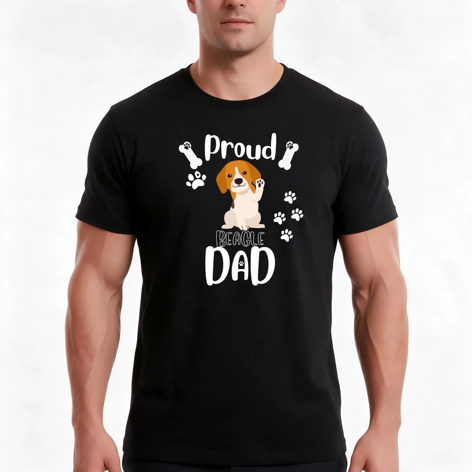 Proud Beagle Dad T-Shirt, Summer Casual Cotton Tee, Oversized Streetwear Tops, Vintage Graphic Print, Loose Fit Short Sleeve