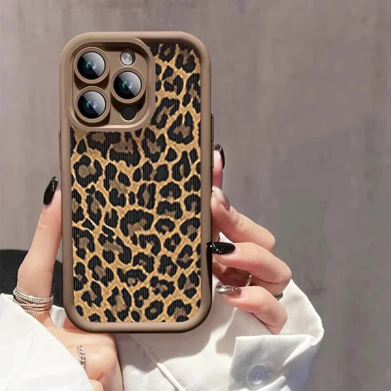Fashion Brown Black Leopard Print Phone Case For iPhone 14 15 16 Pro Max 11 12 13 Mini SE 7 8 Plus X XR XS MAX Shockproof Cover