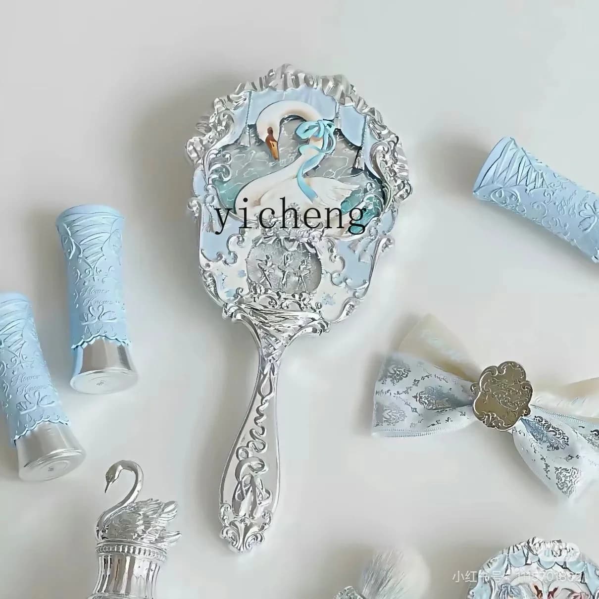 l23 mirror swan ballet periphery handheld mirror blue and white porcelain chocolate
