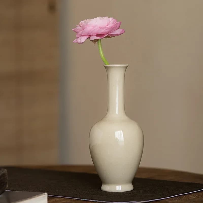 Retro Style Flower Vase With Plant Wood Ash Vases Handmade Simple Trumpet Flower Arrangement Water Flower Machine Decoration