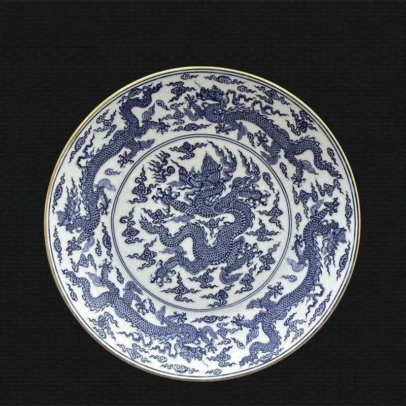 Jingdezhen Gold-decorated Blue And White Dragon Pattern Ceramic Serving Hanging  Decorative Fruit