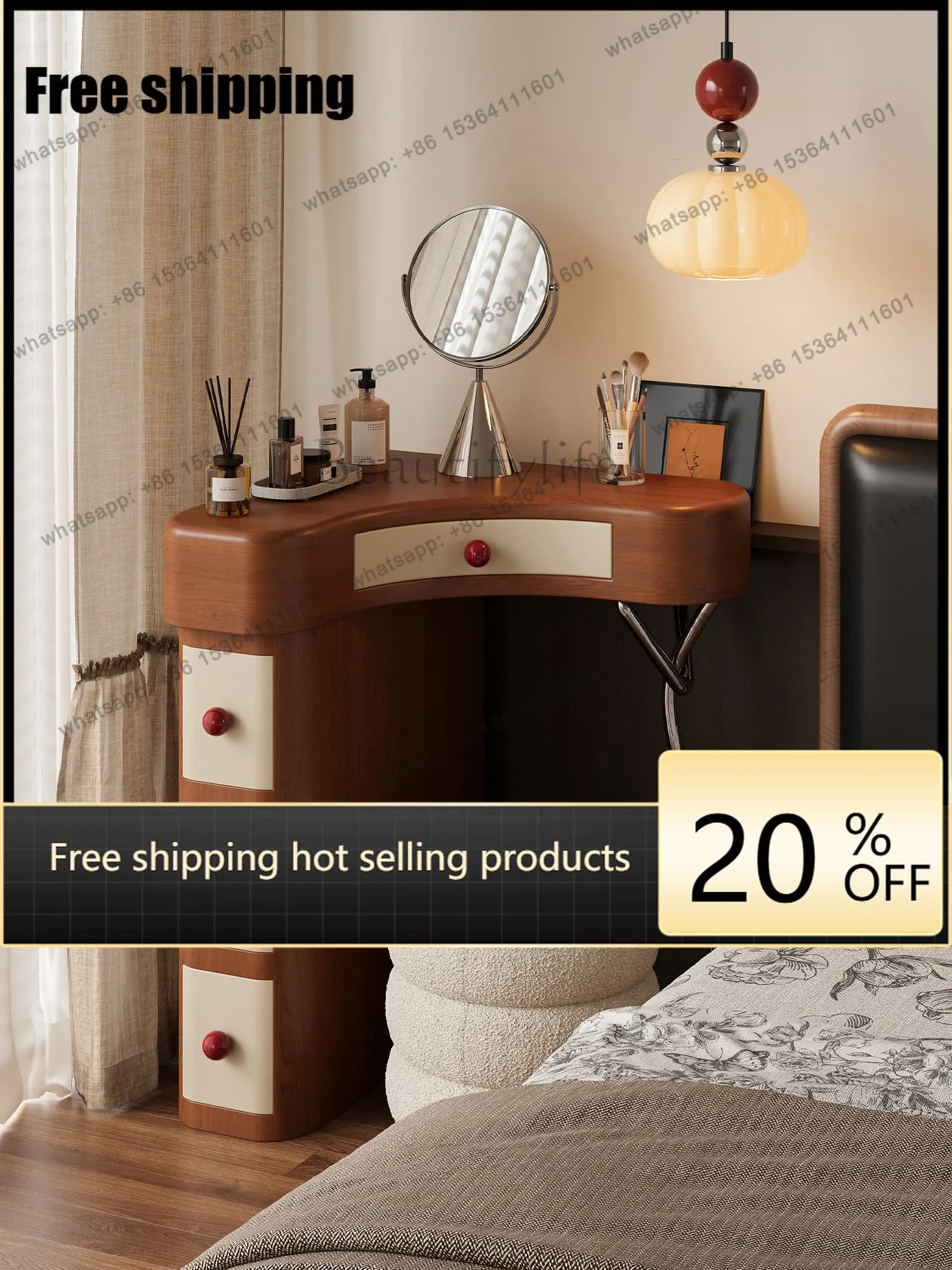 FG medieval style corner dresser storage chest integrated corner triangular makeup table