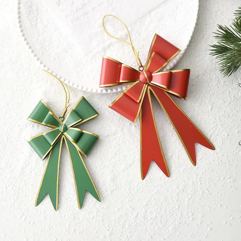 Christmas Iron Bow Ornament Christmas Tree Hanging Decoration for Scene Decor