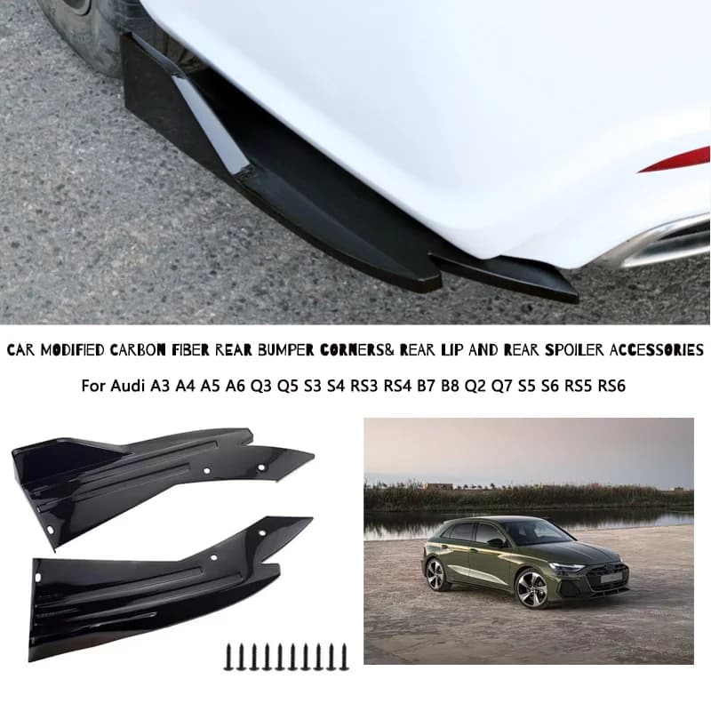 Rear Bumper Lip Diffuser Splitter Canard Protector Front For Audi A3 A4 A5 A6 Q3 Q5 S3 S4 RS3 RS4 B7 B8 Q2 Q7 S5 S6 RS5 RS6