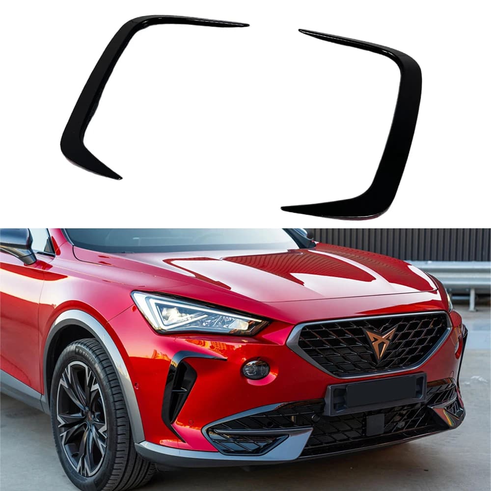 For Cupra Formentor MK1 2020-2024 Car Front Bumper Wind Knife Spoiler Cover ABS Glossy Black Fog Lamp Trim Blade Accessories